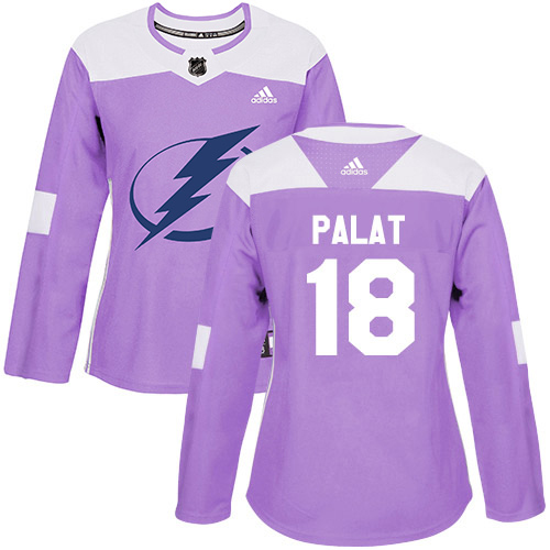 Adidas Tampa Bay Lightning #18 Ondrej Palat Purple Authentic Fights Cancer Women Stitched NHL Jersey->women nhl jersey->Women Jersey